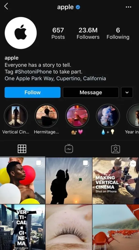 Apple Instagram page.